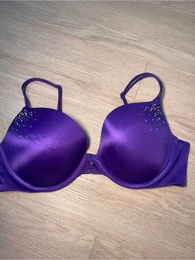 Victoria's Secret Purple Satin Push-Up Bra with Crystal Detail